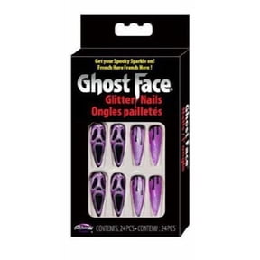 Fun World Ghost Face Purple Glitter Press-On Nails