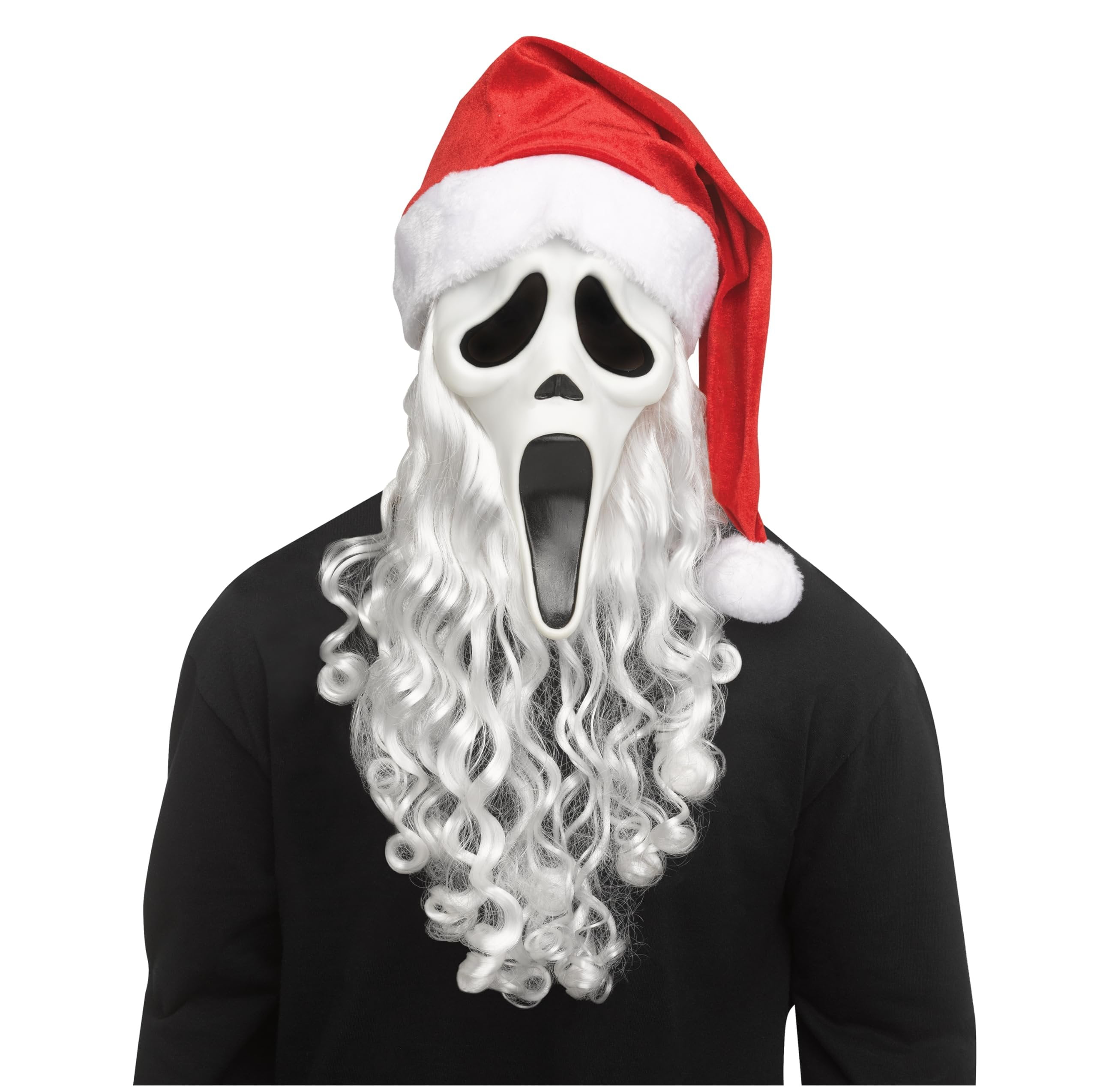 Scream, Ghost Face Santa Mask Costume Accessory, Multi-Color