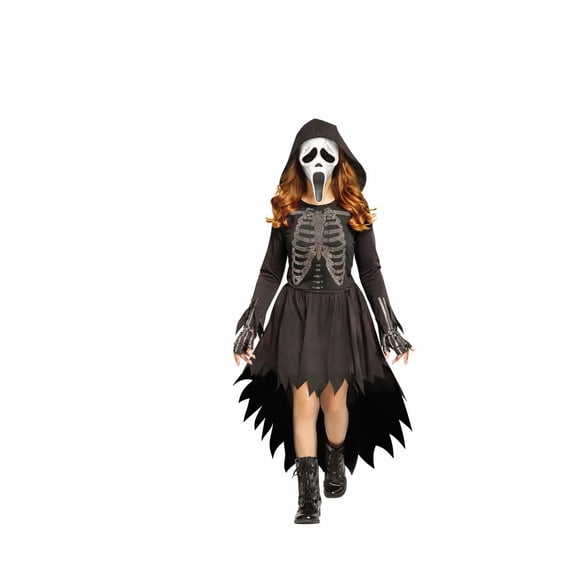 Fun World Girls' Ghost Face® Sparkly Skele-Stone Dress Costume - Size 14-16 - Black