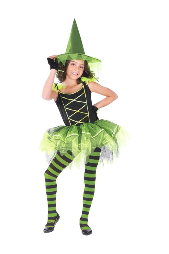 Fun World Girls Green Ballerina Witch Dress Halloween Costume Small (4-6)