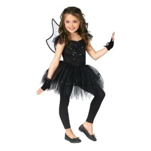 Fun World Girls Sparkly Black Ballerina Fairy Costume Wings Tutu Medium (8-10)