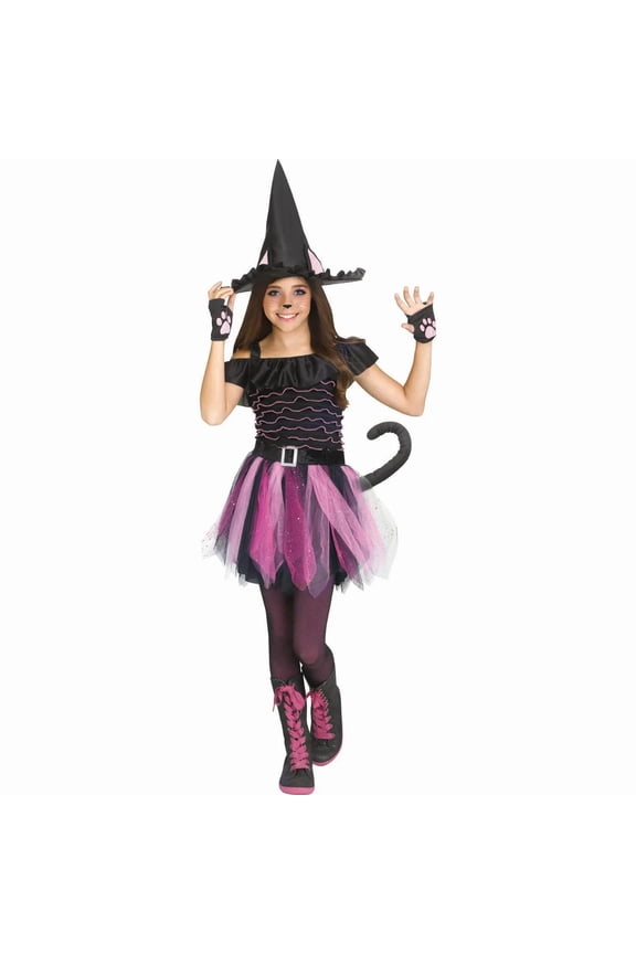 Girls' Witch Kitty Dress Costume - Size 12-14 - Purple