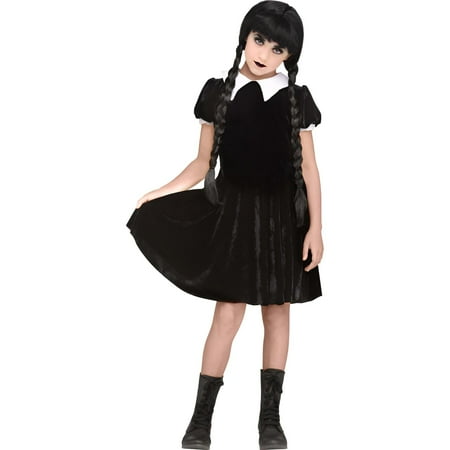 Fun World Gothic Wednesday Addams Girl's Halloween Fancy-Dress Costume for Child, L (12-14)