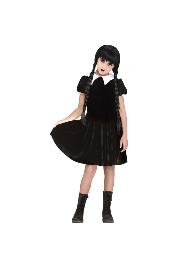 Gothic Wednesday Addams Girl's Halloween Fancy-Dress Costume for Child, L (12-14)