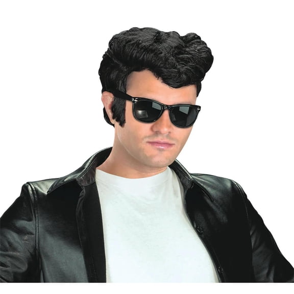 Fun World Greaser Black Halloween Costume Wig, for Adult