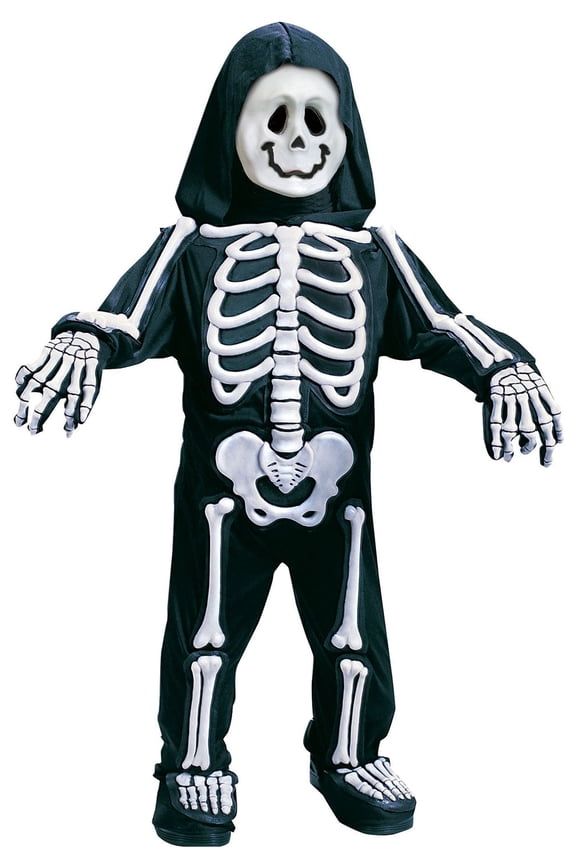 Green Skeleton Costume for Children with 3D Foam Bones, Unisex 4-6 Years