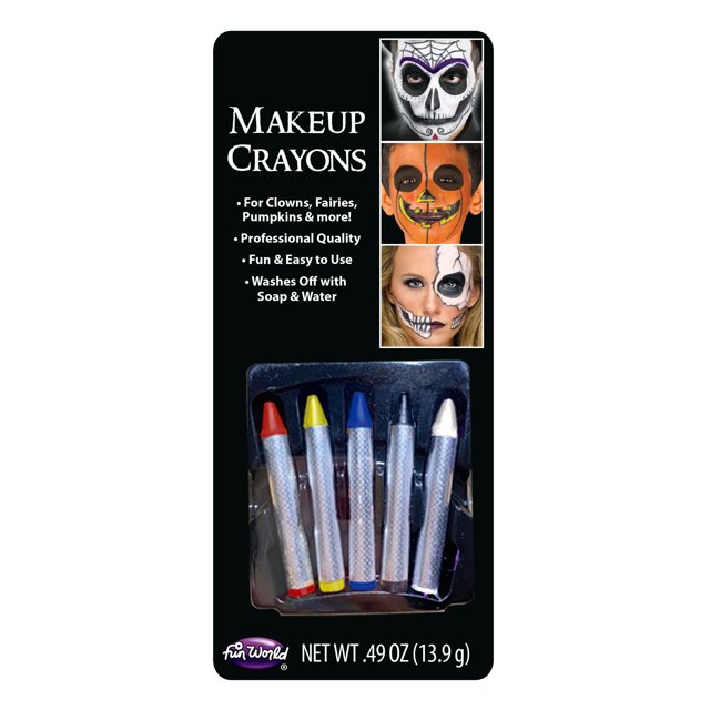 Fun World Halloween Costume Face Paint Festive Crayon Makeup, 5 pack