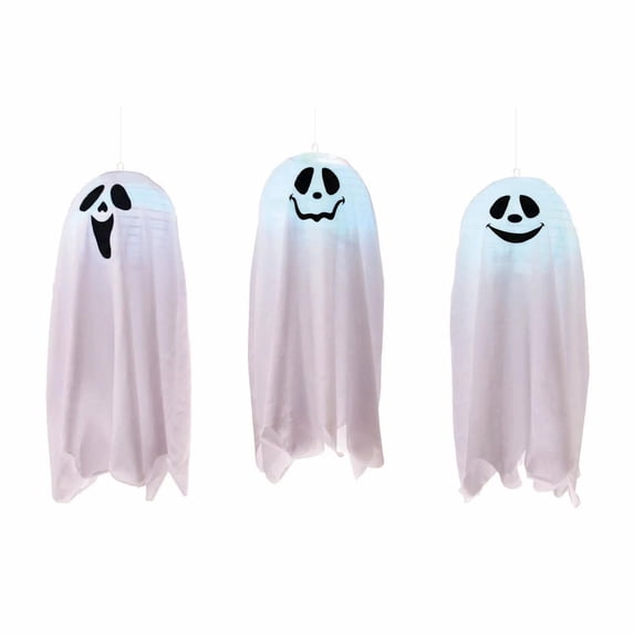 Fun World 18" Light-Up Color Change Happy Pop-Open Ghost - White