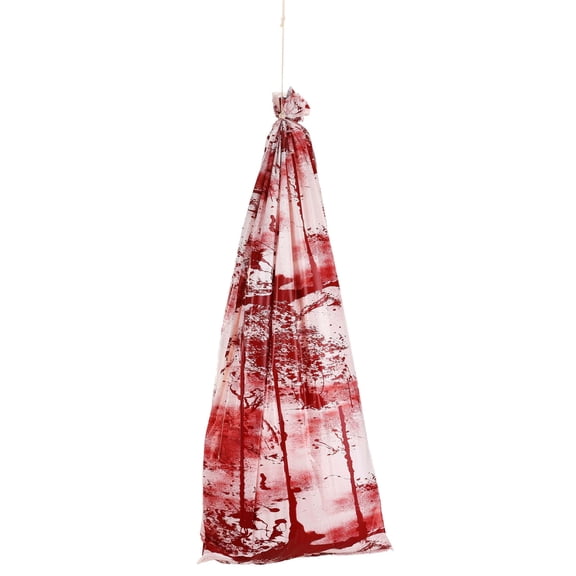 Fun World Haunted House Bloody Body in Bag 72" Hanging Decoration, Red