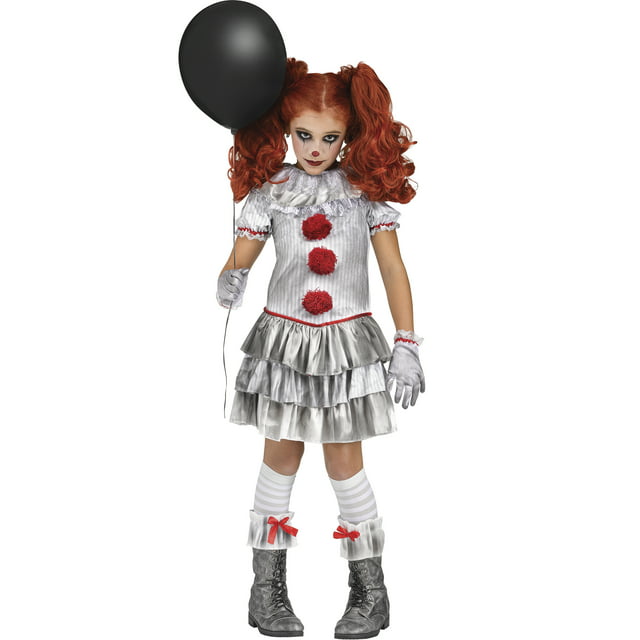Fun World Inc. Carnevil Clown Halloween Scary Costume Female, Child 4-10, Multi-Color