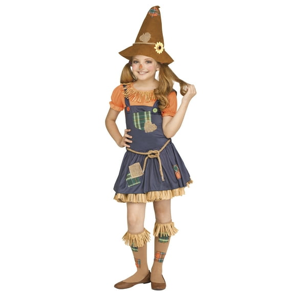Fun World Inc. Scarecrow Halloween Fantasy Costume Female, Child 4-10, Multi-Color