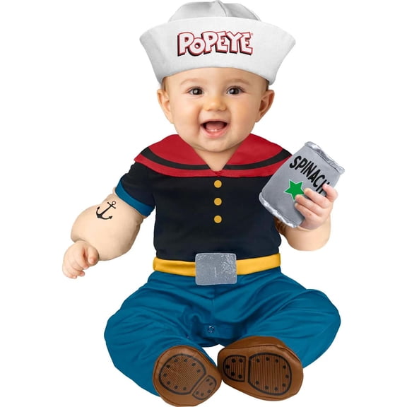 Fun World Infant Boys' Popeye the Sailor Jumpsuit Costume - Size 18-24 Months - Blue