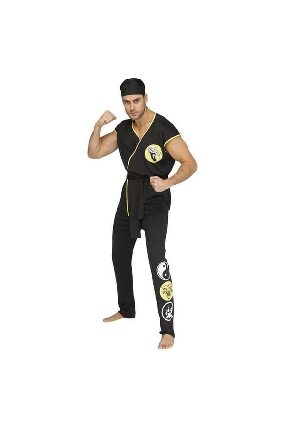 Karate Gi Costume for Adults with Insignia and Headband, One Size Fits Most