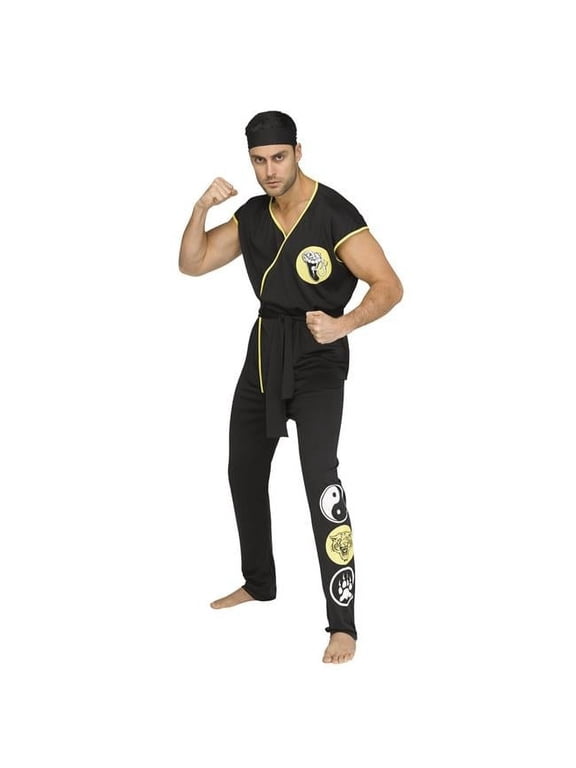 Karate Gi Costume for Adults with Insignia and Headband, One Size Fits Most