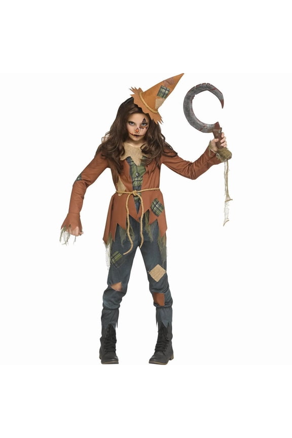 Kids' Scary Crow Scarecrow Costume - Size 14-16 - Brown