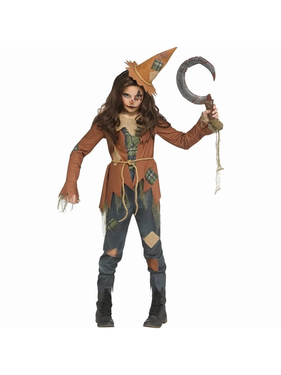 Kids' Scary Crow Scarecrow Costume - Size 7-8 - Brown