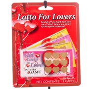 Fun World Lotto For Lovers Scratch Cards 12pc 4"x2" Adult Coupons, Red Multi