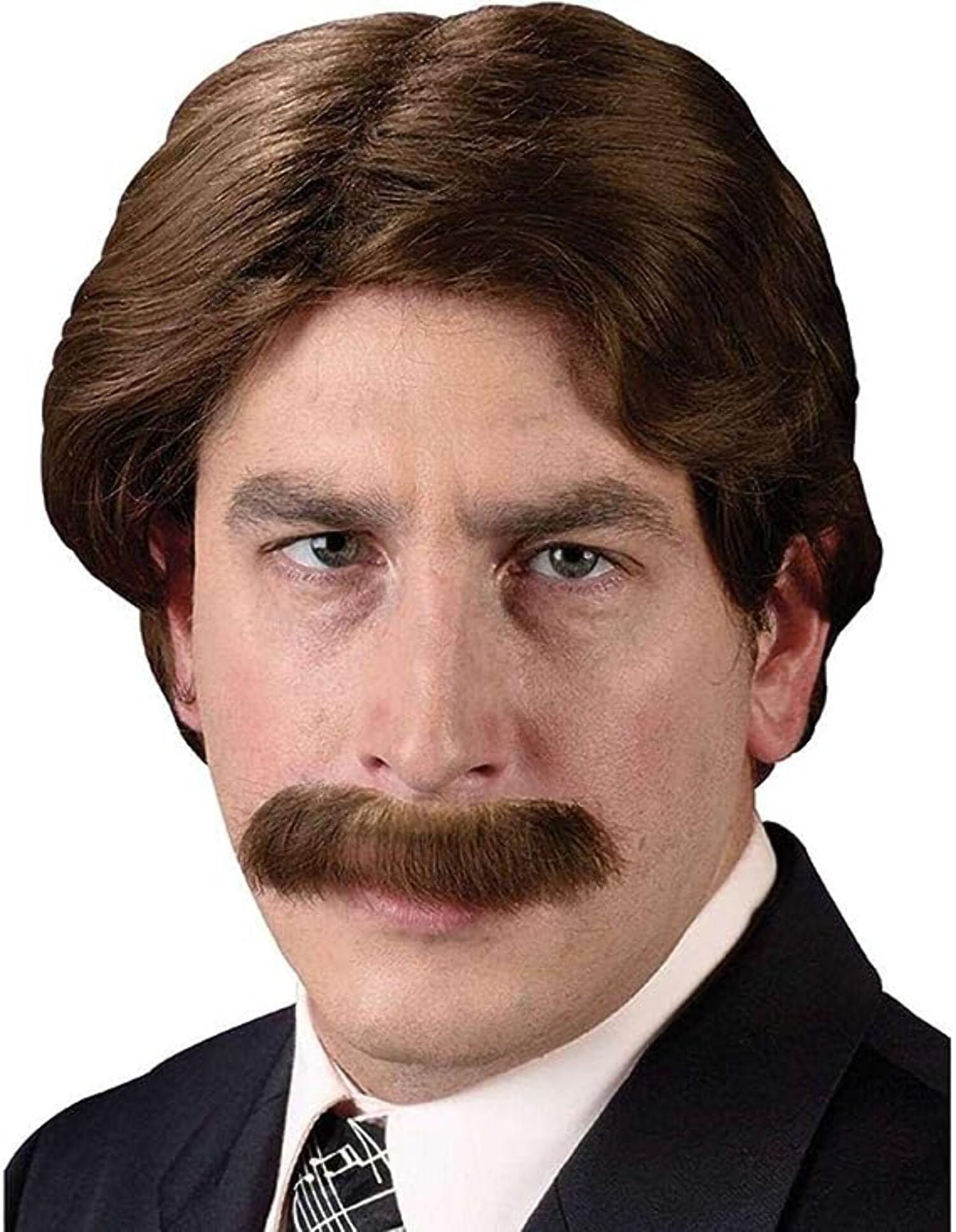 Fun World Men's 70s Star Halloween Party Costume Wig, Brown, Standard