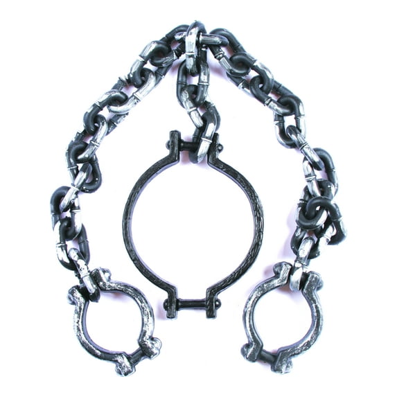 Fun World Men's Shackles Chains and Collar Costume Accessory Silver Standard