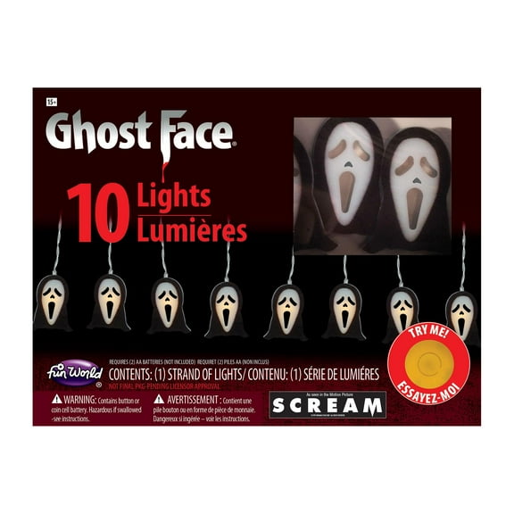 Fun World Officially Licensed Ghost Face String Lights Battery Operated