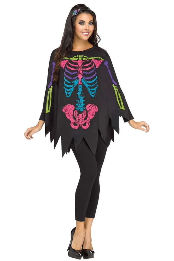 Color Bones Skeleton, Multi-Color, Halloween Accessory for Adults, One Size Fit, by Fun World