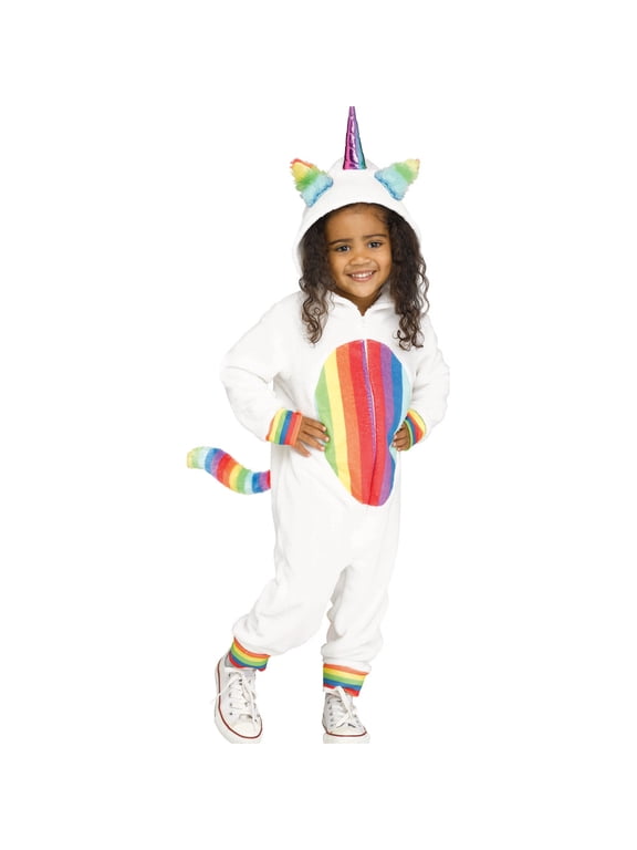 Rainbow Unicorn Halloween Fancy-Dress Costume for Child, Little Girls S (4-6)