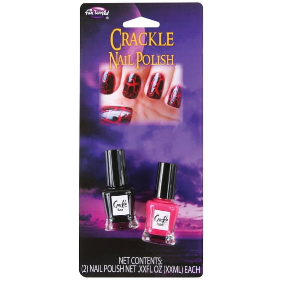 Fun World Red & Black Crackle Crackling Shatter Nail Polish Gothic Goth Vampire Punk