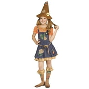 Fun World Scarecrow Multi-Color Halloween Costume Set, Big Girls Female Child