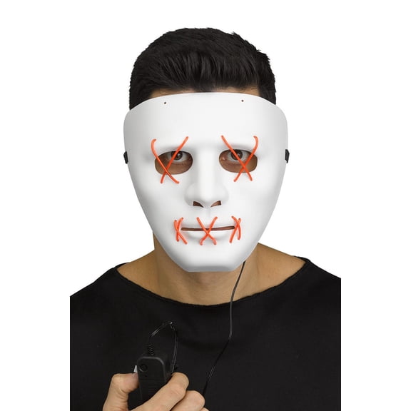 Fun World Scary Glowing Illumo Battery Powered Mask, One-Size, White Red