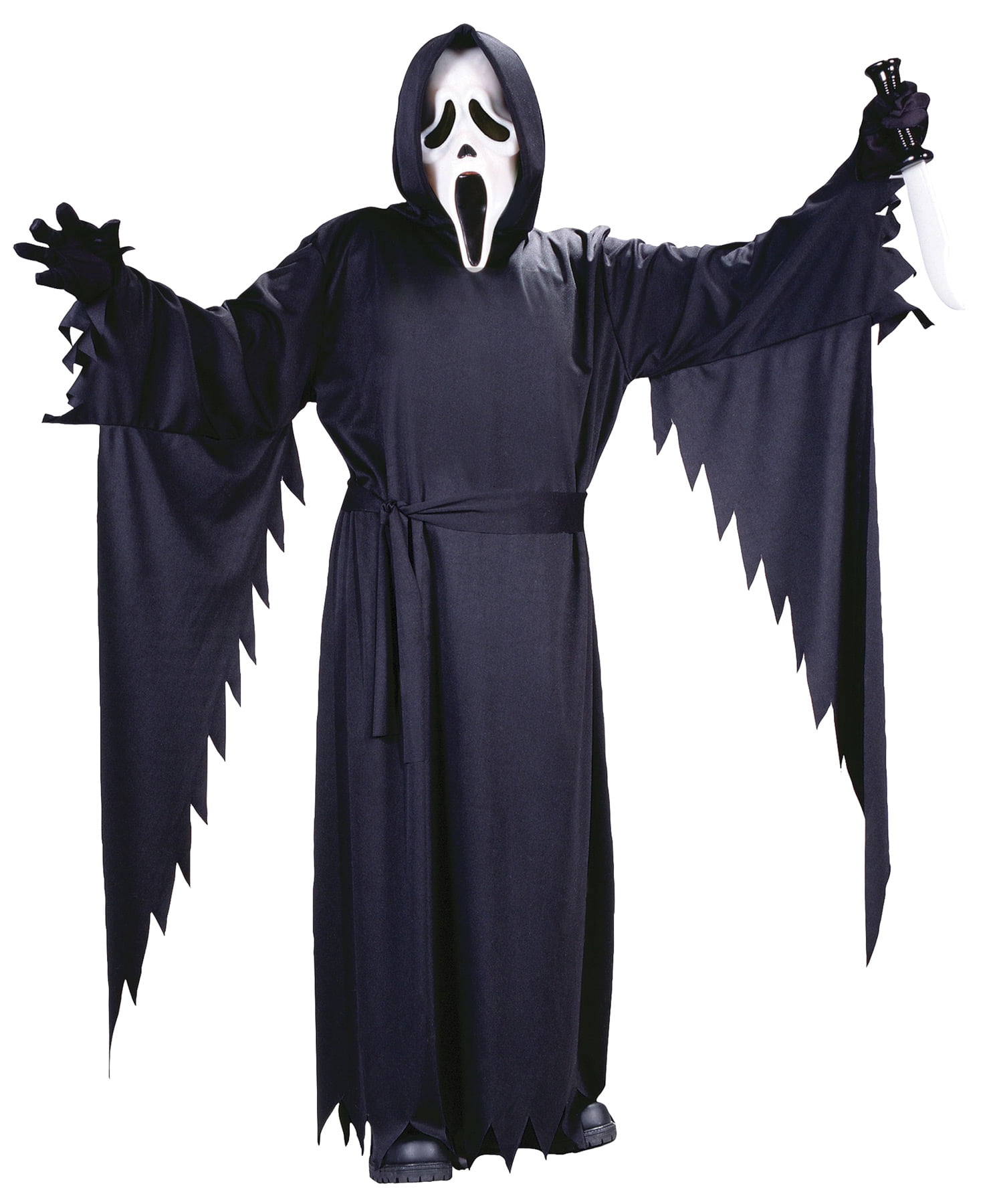 Scary Ghost Face Scream Mask Halloween Party Dress with Hood