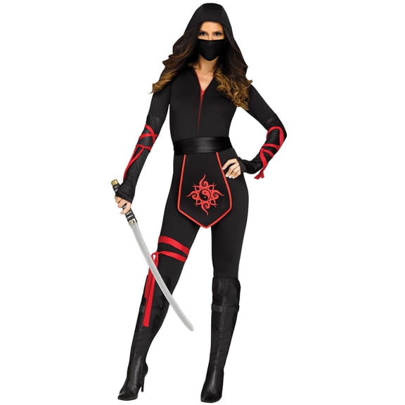 Fun World Sexy Ninja Warrior Women's Halloween Fancy-Dress Costume for Adult, Regular L (12-14)