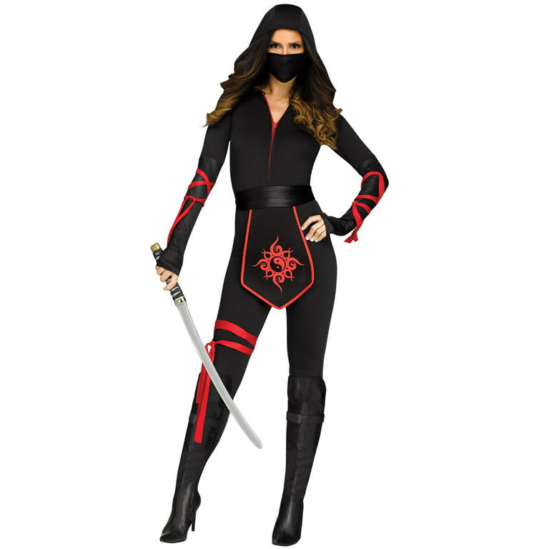 Fun World Sexy Ninja Warrior Women's Halloween Fancy-Dress Costume for  Adult, Regular L (12-14)