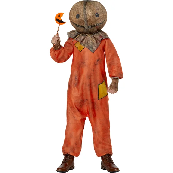 Fun World Trick 'r Treat Sam Male Halloween Costume with Mask and Gloves for Children, Boys M 8-10