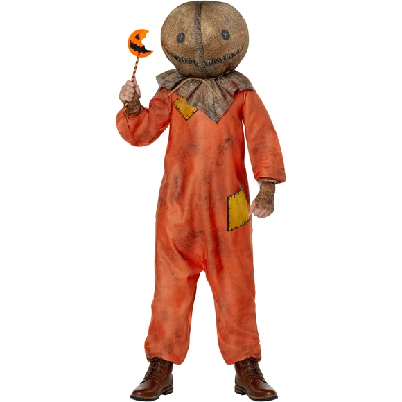 Fun World Trick 'r Treat Sam Male Halloween Costume with Mask and Gloves for Children, Boys M 8-10