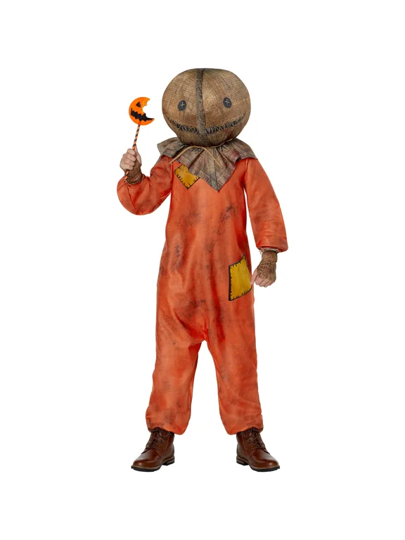 Trick 'r Treat Sam Male Halloween Costume with Mask and Gloves for Children, Boys M 8-10