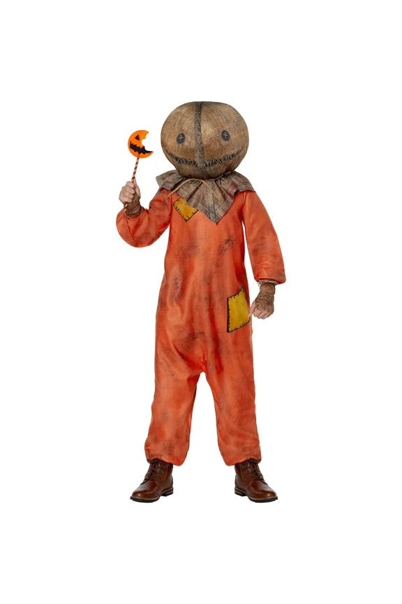Trick 'r Treat Sam Male Halloween Costume with Mask and Gloves for Children, Boys M 8-10