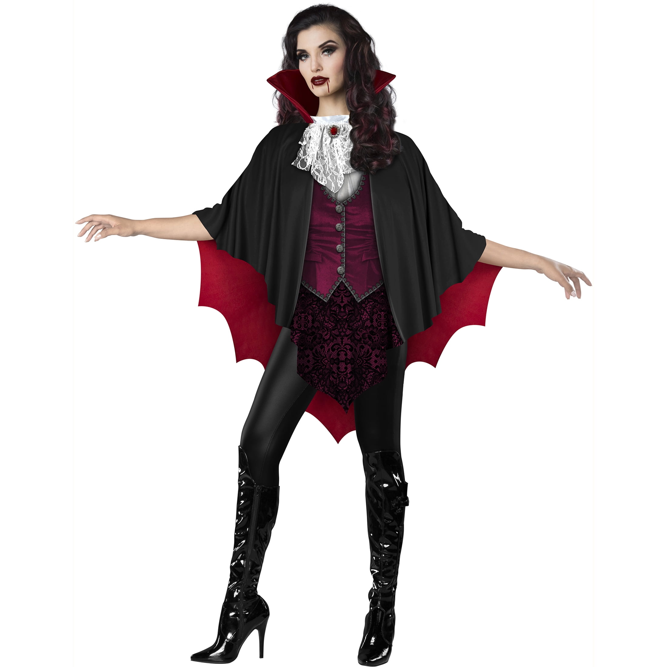 Fun World Vampiress Poncho Multi-Color Halloween Costume Set, Women ...