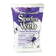 Fun World White Plastic Stretch Spider Web Halloween Decoration, 200 Sq ft, 2 inches Tall