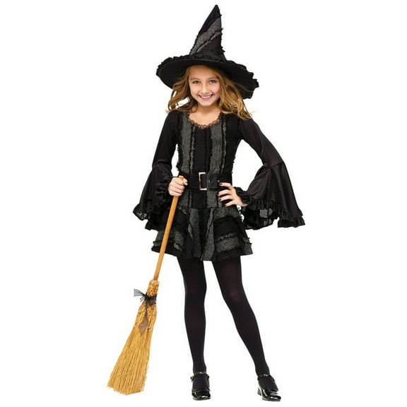 Fun World Witch Stitch Halloween Fancy-Dress Costume for Child, Little Girls L (12-14)