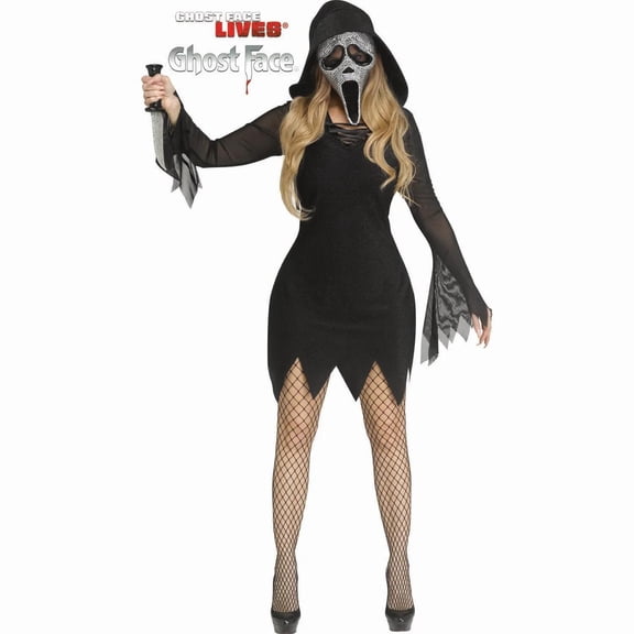 Fun World FW126974L Womens Scream Ghost Face Bling Costume - Medium-Large 10-14