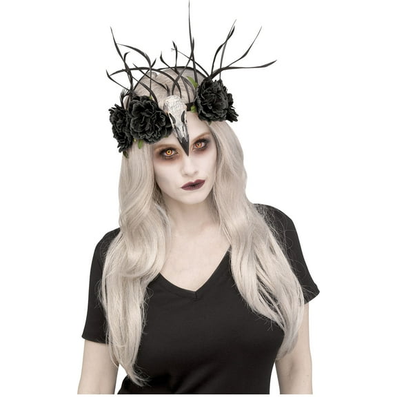 Zombie Raven Mistress Black Floral Headband Costume Accessory