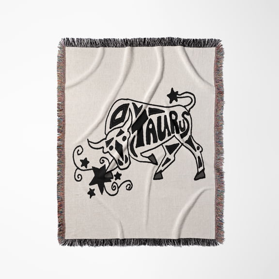 Fun Zodiac Taurus Bull Astrological Sign Art, Woven Blanket