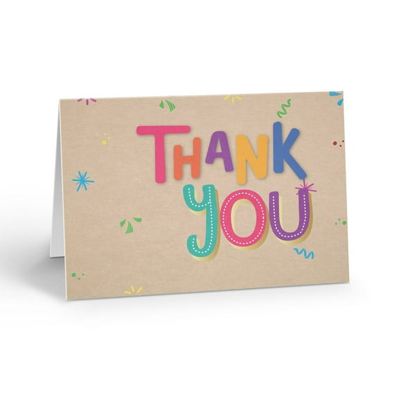 Fun and Colorful Thank You Note Cards - 10 Note Cards with Envelopes - B14403