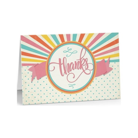 Fun and Colorful Thanks Note Card - 10 Cardsa and Envelopes - B14347