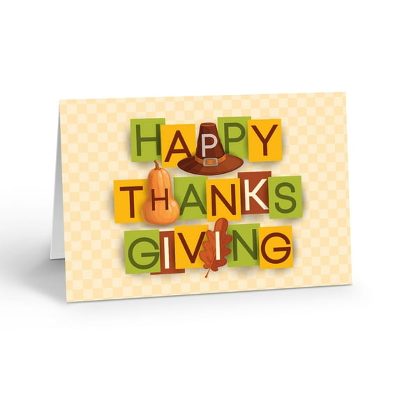 Fun and Cute Happy Thanksgiving Day Card - 12 Cards and Envelopes - B16104