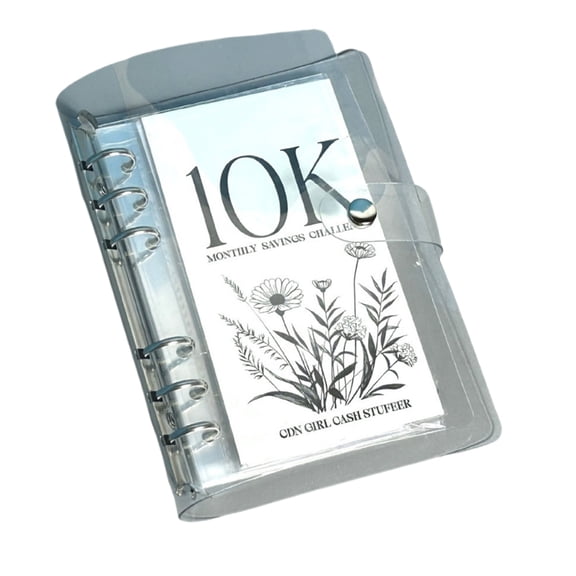 Fun and Easy Envelope Monthly Money Saving Challenge Binder Book with Clear Cover for Saving 2.5/5/10K Dollars Gift
