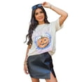 thumbnail image 1 of Fun and Festive Halloween Tee - White Pumpkin Print with Round Neck | [ZhiHiMeRi] | (US 12-14)L, 1 of 7