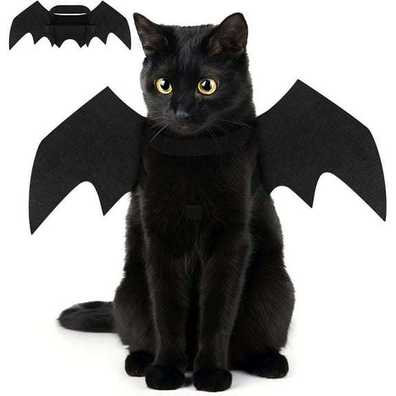 Fun and Festive Pet Halloween Costume - Adorable Cat Bat Wings Design