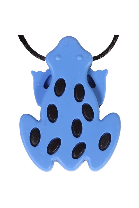 Blue Tree Frog Chewy Fidget Necklaces, Ages 4+  Silicone Chewy Encourages Calm and Focus, 3.5 x 1.75