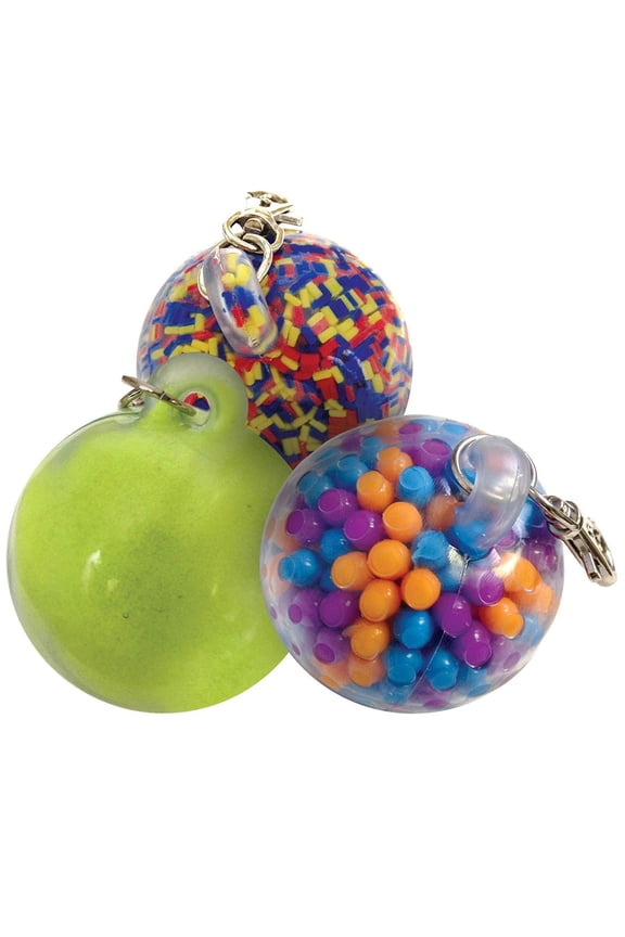 Durable Fidget Key Chain Balls with Clips  3 Diameter Balls for Keeping Fidgety Children Busy, Age 3+